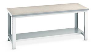 Bott Lino Top Workbench with Half Shelf - 2000Wx900Dx840mmH Industrial Bench with Half Depth Shelf Under for Storage 41004039. 